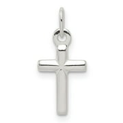 JEWELRYWEB 925 Sterling Silver Solid Polished Religious Faith Cross Charm Pendant Necklace Measures 15x8mm Wide Jewelry for Women