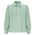 thumbnail image 4 of Women's Work Blouse Tie Neck Long Sleeve Shirts Button down Elegant Formal Outfits Office Business Top (M, Mint Green), 4 of 6