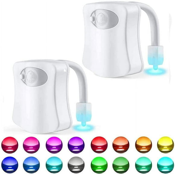AMERTEER 2PACK Toilet Night Lights Toilet Light with Motion Detection Sensor 16-Color Changing LED Toilet Bowl Light Automatic Motion Sensor Light for Bathroom Washroom Glow Bowl Night L