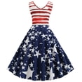 thumbnail image 3 of 2026 ! 50% Off Clear! asdoklhq Womens Plus Size Dresses,Women Vintage Sleeveless V Neck American Flag Printing Evening Party Swing Dress, 3 of 9