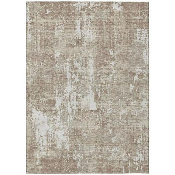 HomeRoots 598005 5 x 8 ft. Taupe & Ivory Abstract Washable Indoor & Outdoor Rectangle Area Rug