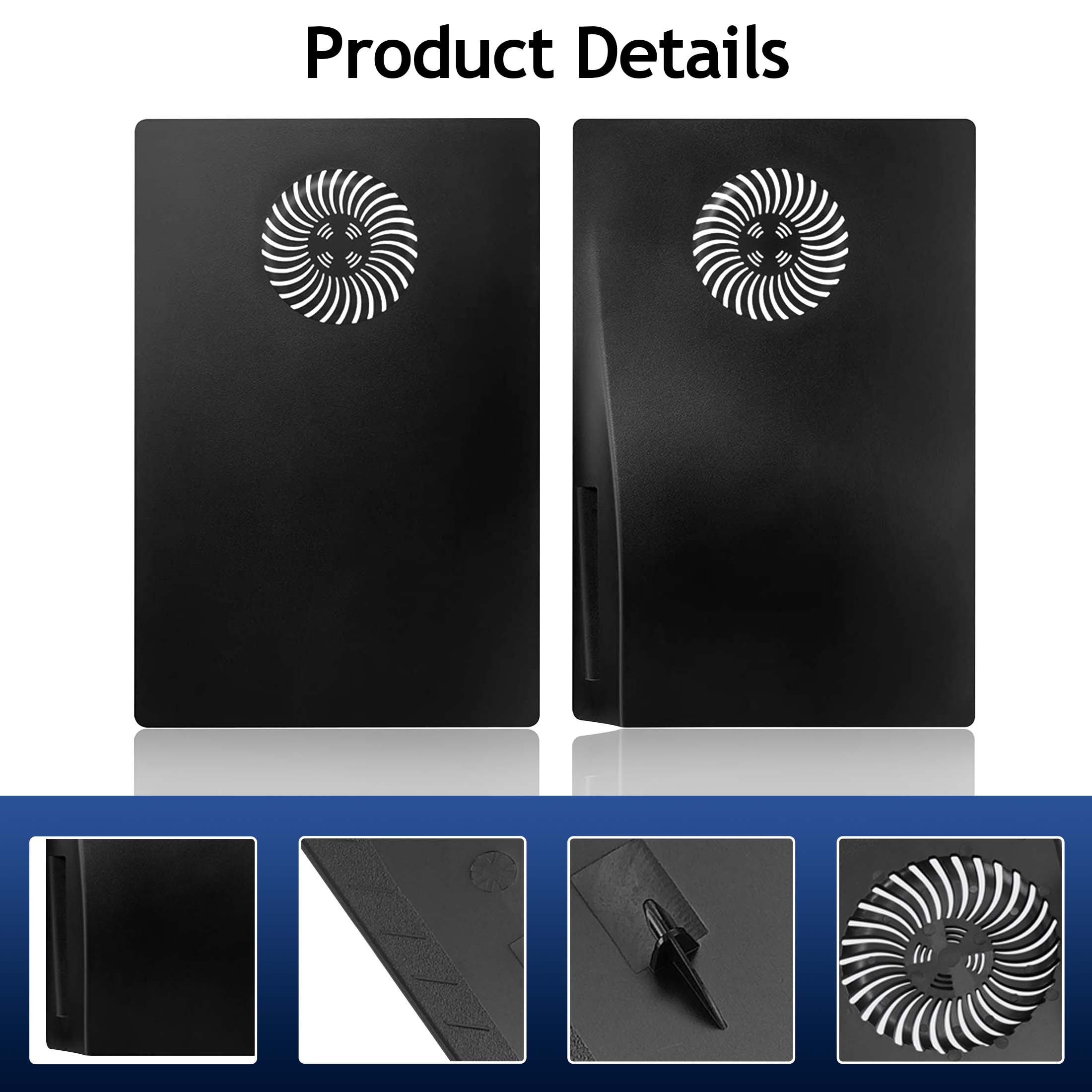 Faceplate for Original PS5 Disc Edition, PS5 Cover Plates with Cooling Vents & Dust Filter, Black