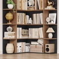 thumbnail image 4 of Homfa 73.9” Tall Corner Bookcase, 6 Tier L-Shaped Large Display Bookshelf with Curved Edges for Living Room Home Office Study, Black & Oak, 4 of 12