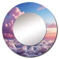 thumbnail image 2 of Designart "Transcendent Twilight The Candy Sky" Landscapes Round Mirror Wall Decor Traditional - Large Pink Round Bathroom Mirror - Round Mirror - 23" x 23", 2 of 6