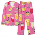 thumbnail image 7 of successthop Womens Cocktail Pajamas Long Sleeve Lapel Button Down Nightwear and Pj Pant Print Sleepwear with Pockets 2XL, 7 of 7