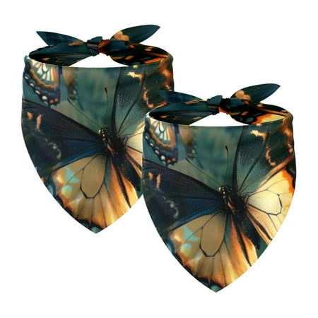 PhooArto Flying Butterfly Dog Bandanas 2 Pack Soft Washable Pet Scarf Triangle for Large Dogs Puppies and Cats