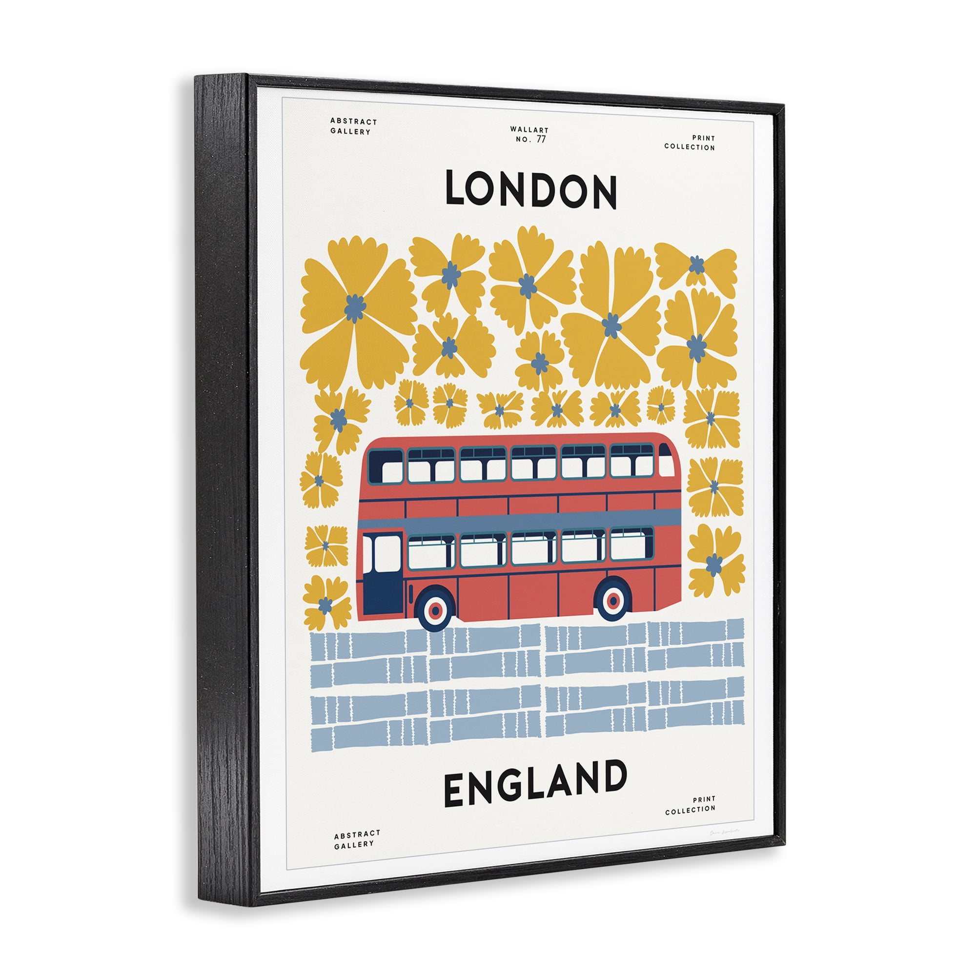 Stupell Industries Groovy London Bus Black Framed Giclee Art, design by Omar Escalante