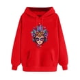 thumbnail image 3 of VBTAPA Mardi Gras Graphic Hoodies for Women Loose Casual Hoody Tops Carnival Themed Print Hooded Sweatshirt with Kangaroo Pocket on Sale Red XXL, 3 of 6