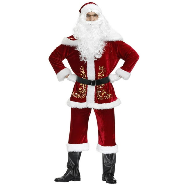 Traje de Papá Noel Navidad con guantes Yuyangstore Traje de Santa Claus XXL