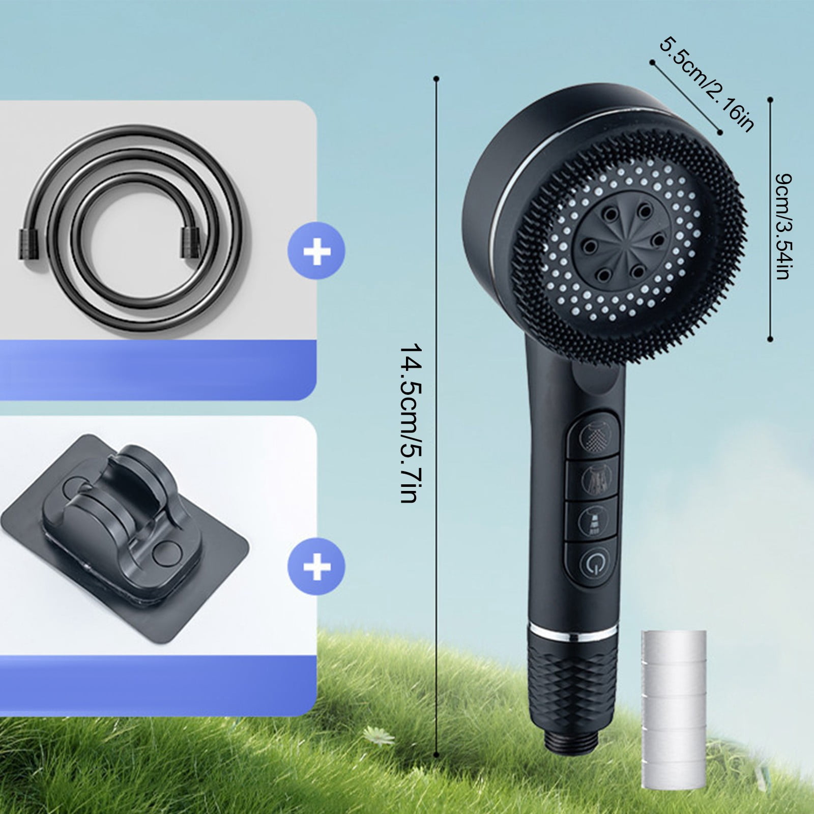 Filtered Shower Head with Handheld - High Pressure 3 Spray Modes Showerhead with Filters,Built-in Hose Connector, Water Saving, for Hard Water RV Home Camper Travel Trailer