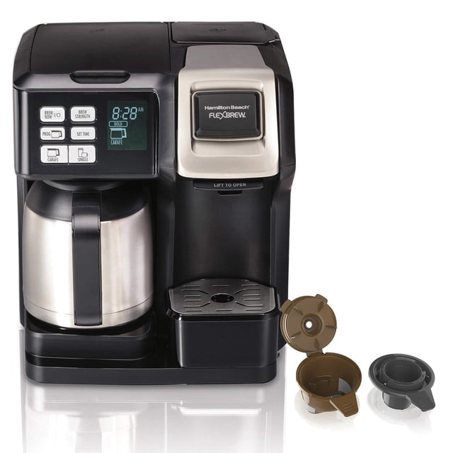 Hamilton Beach 49966 Cafetera térmica bidireccional, 10 tazas, Single Serve & Full Pot, Negro, acaba