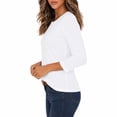 thumbnail image 2 of Women's 3/4 Sleeve Crew Neck Cotton T Shirts Soft Stretchy Casual Daily Wear Layering Tops Classic Fit, 2 of 8
