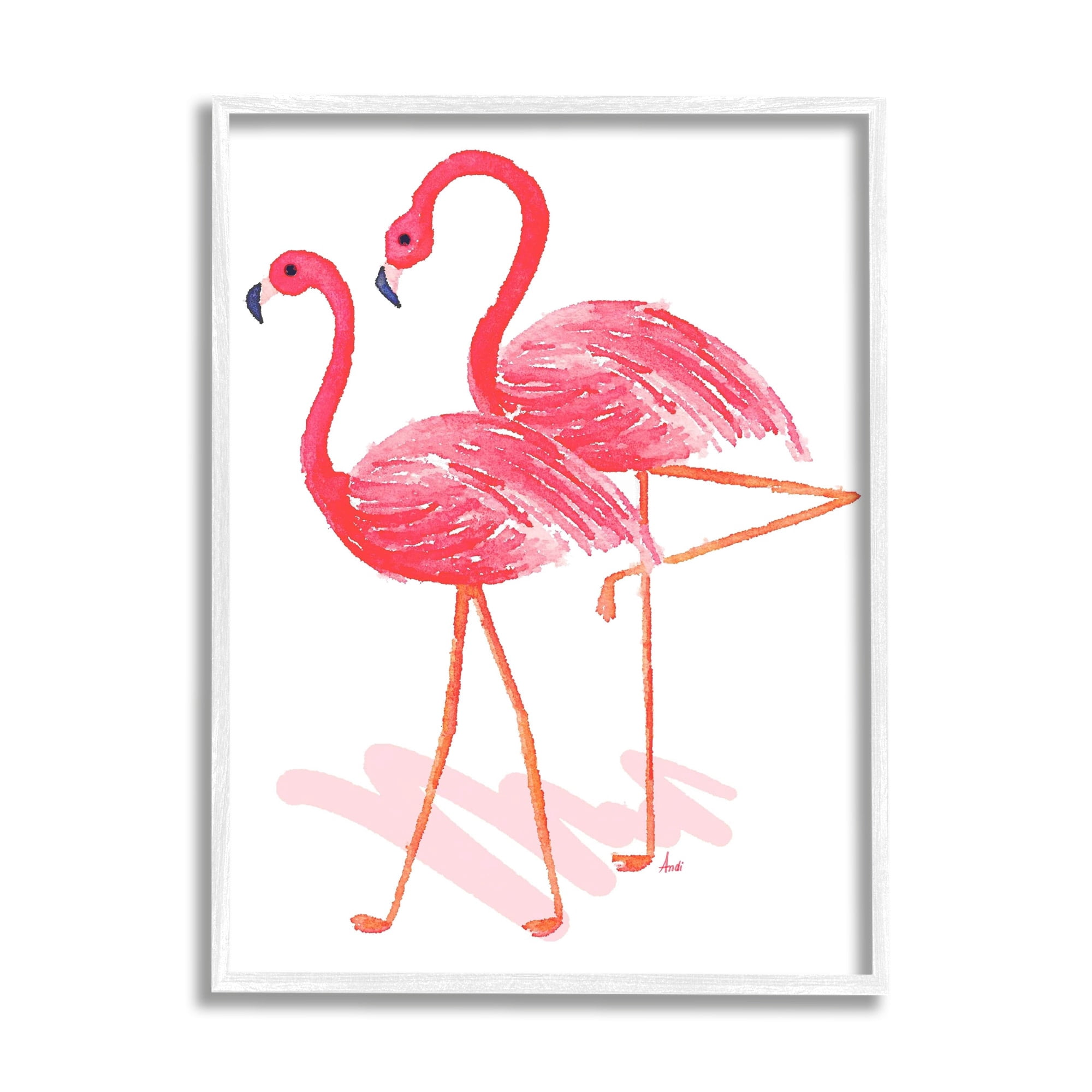 Stupell Industries Pink Flamingo Pair Minimal Tropical Bird Duo, 16 x 20, Design by Andi Metz
