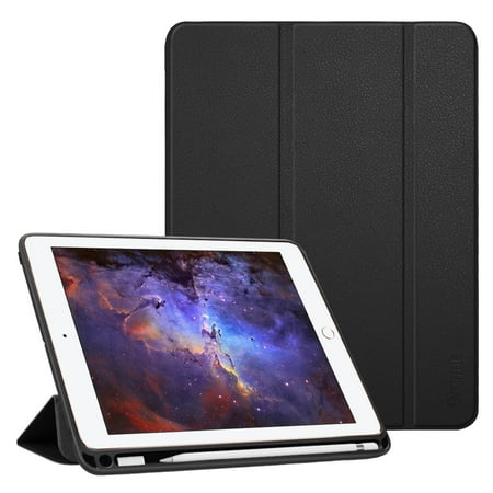 - Fintie iPad 2018 9.7 6th Gen Case with Apple Pencil Holder & Adapter Slot - Soft TPU Back Shell Cover, Black