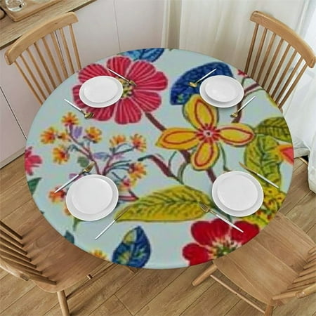 

Sheronv Flowers Leaves Colorful Round Tablecloth Stain-Resistant and Washable Ideal for Indoor and Outdoor Use 100% Polyester Perfect for Restaurants Weddings and Parties 31 -35