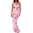 thumbnail image 2 of Coduop Women Elegant Strapless Maxi Dress Ruched Sleeveless Cut Out Cocktail Party Long Dresses, 2 of 6