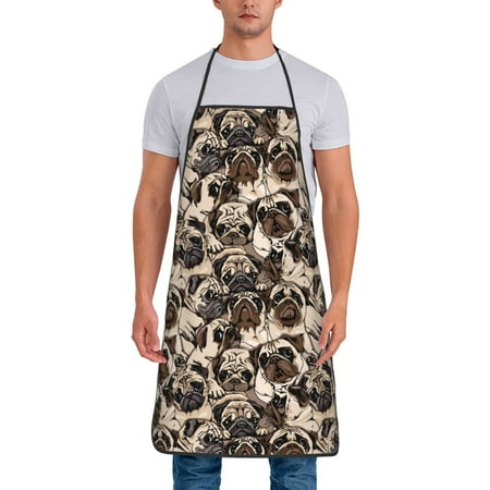 

Gaeub Pug Print Apron for Men and Women Waterproof Apron for Cooking Dishwashing Lab Butcher Dog Grooming