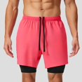 thumbnail image 4 of Men's 2 in 1 Running Shorts Quick Dry Gym Athletic Workout Shorts for Men with Phone Pockets Rose Red M, 4 of 8