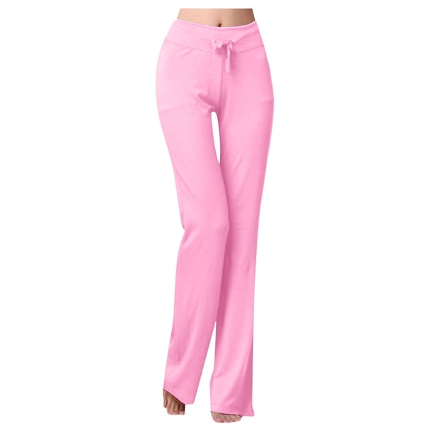 Pantalones de yoga para mujer talla grande 2025 - Pantalones de entrenamiento elásticos de cintura alta y pierna ancha - Cordón, poliéster y spandex - S-XXXXL