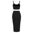 thumbnail image 3 of ZAFUL for Women Prom Dress or Cocktail Dress Evening Part Dress Cami Top and Ruched Slit Skirt Set Black M, 3 of 5