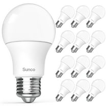 Sunco 12 Pack LED Light Bulbs, E26 Base Lamp Bulbs A19, [Focos LED para Casa], 3000K Warm White, 8W (60 Watt Equivalent), 850 LM, Non-Dimmable, 25000 Lifetime Hours for Bedroom, Bathroom UL