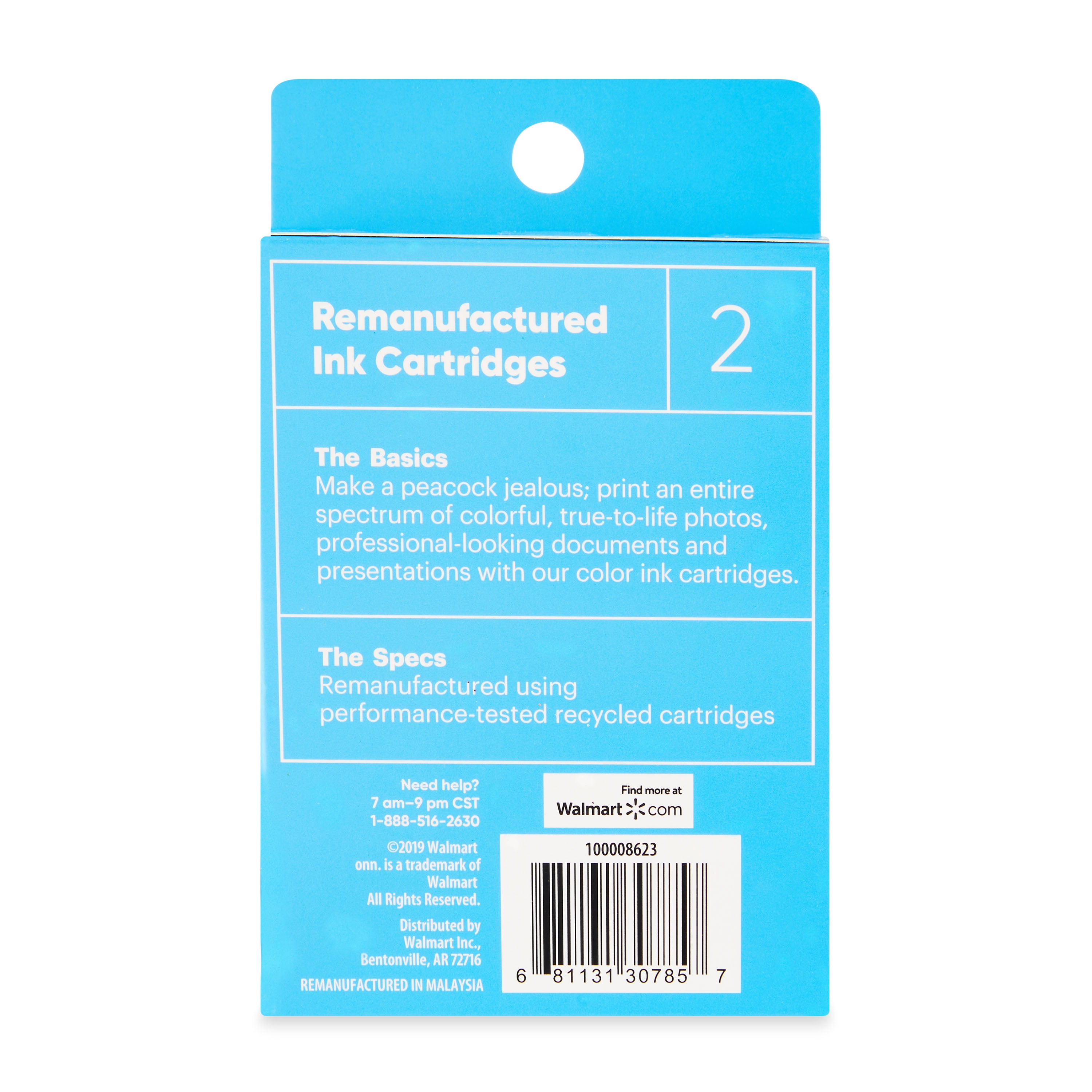 Remanufactured onn Ink Cartridge, HP 63XL Black, 63XL Tri-Color, 2 Cartridges