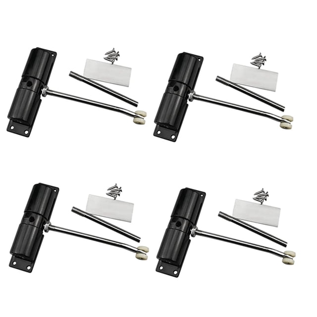 4X Cierra Puertas Rueda de Cinturón Negro para el Hogar Luz de de Puerta AutomáTico Ajustable Cierrapuertas con Resorte de Aleación de Zinc