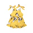 thumbnail image 4 of Toddler Little Girls Floral Romper Ruffle Button Straps Jumpsuit Overall Short Playsuit Summer Outfit, 4 of 5