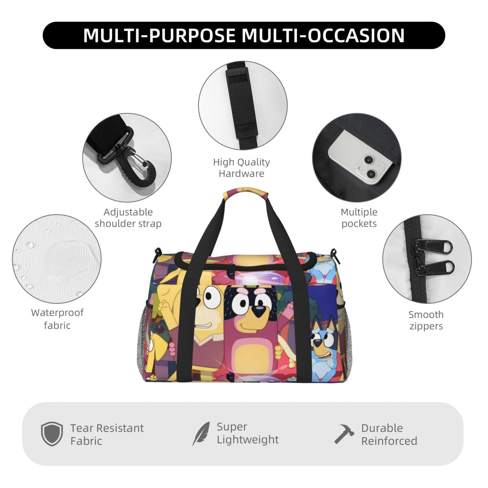 Netaao Bluey for Travel Duffle Bag,Weekender Carry On For Women, Travel Essentials Sport Gym Bag for Men