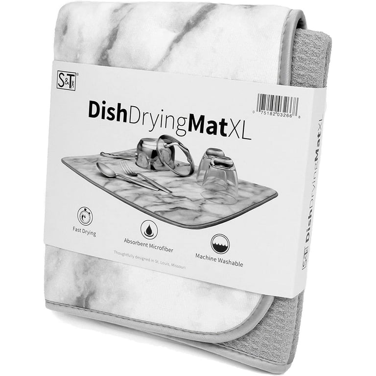 ZHILAI TENGSHUN TRADING INC Dish Drying Mat For Kitchen Counterabsorbent  Microfiber Dish Mat, Reversible Drying Pad Dish Drainer Rack Mats For  Countertop Fast Dry