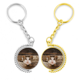 thumbnail image 1 of Animal Funny Cat fotografía dispara Anillo de oro de metal llavero llavero, 1 of 4