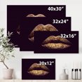 thumbnail image 4 of Designart ' Sexy Golden Metallized Woman Lips II ' Modern Canvas Wall Art Print, 4 of 4