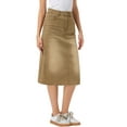 thumbnail image 4 of INSPIRE CHIC Mother's Day Women's Denim Skirts High Waist Zipped Split Back Midi Jean Skirts with Pockets Camel XS, 4 of 6