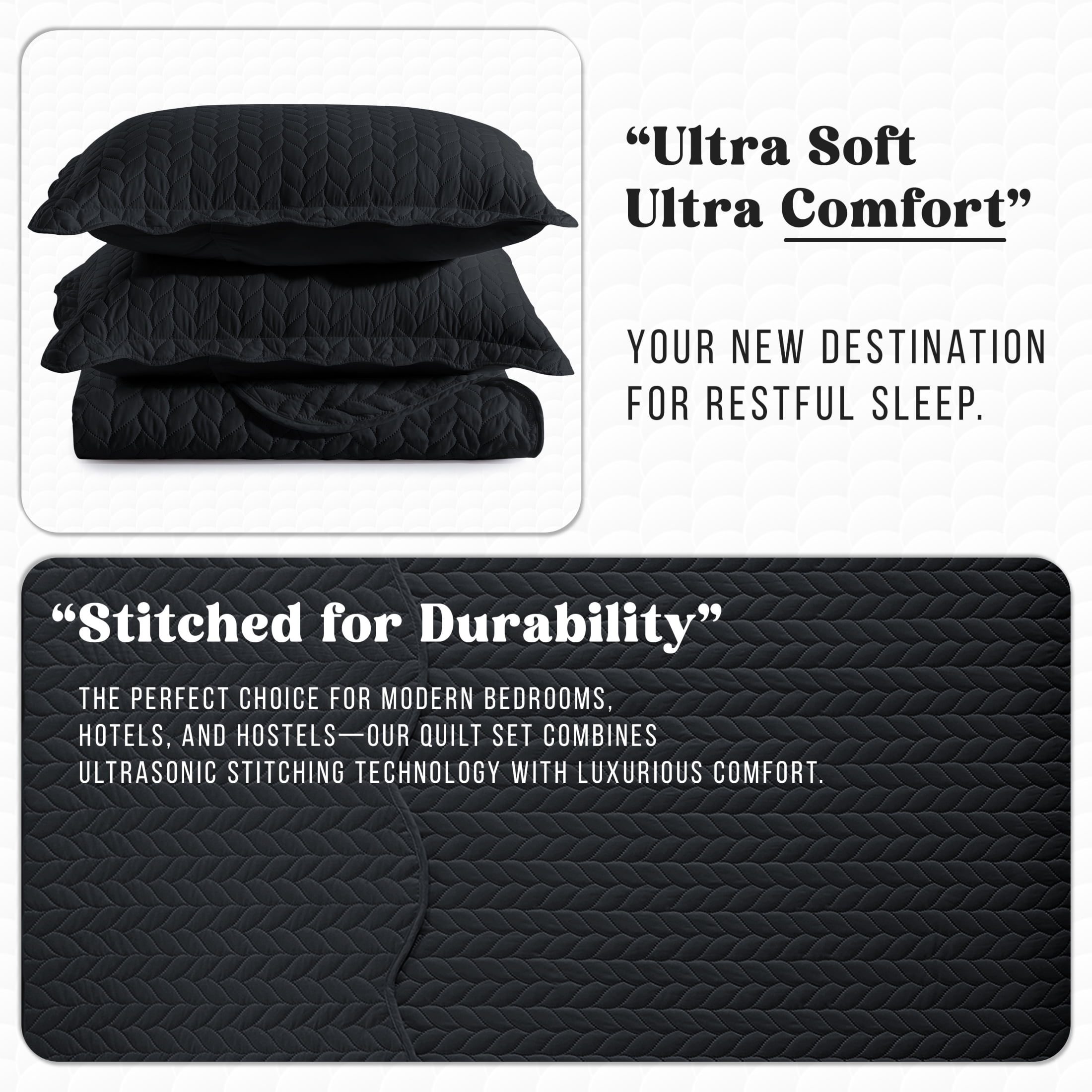 Moonlight20015 3 Piece Quilt Set Lightweight Ultrasoft Microfiber Bedding Charcoal Color King
