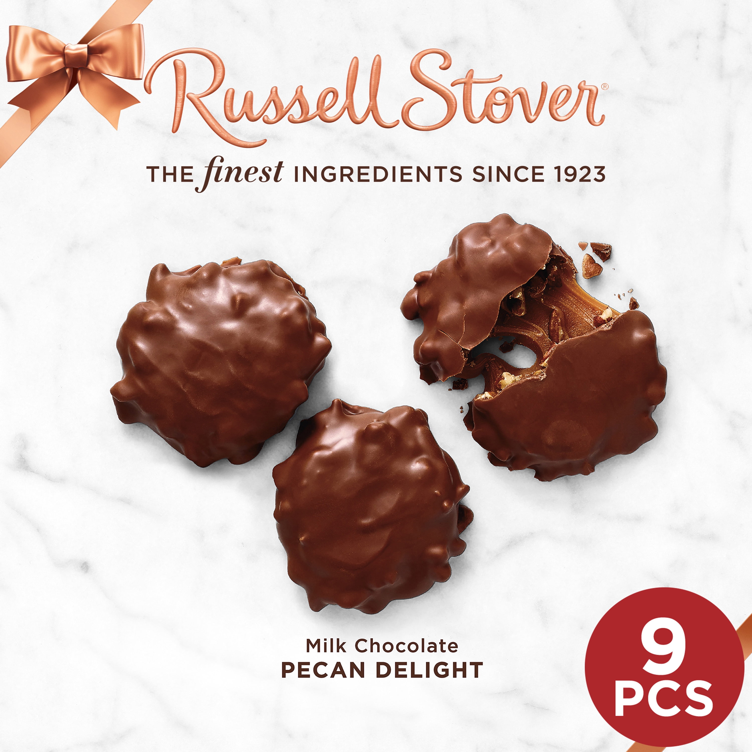 (2 pack) RUSSELL STOVER Christmas Milk Chocolate Pecan Delight Gift Box, 8.1 oz. (9 Pieces)