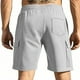 thumbnail image 4 of pstuiky Hombres bajos, Pantalones cortos de lino de verano para hombre, de color liso, con cintura elástica y bolsillo con cordón. Pantalones cortos de entrenamiento, 4 of 6