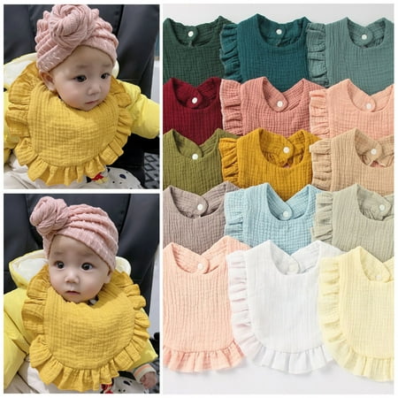 

harmtty Baby Bib Convenient Easy to Clean Soft Ruffles Design Infant Feeding Saliva Towel for Daily Usage Light Blue