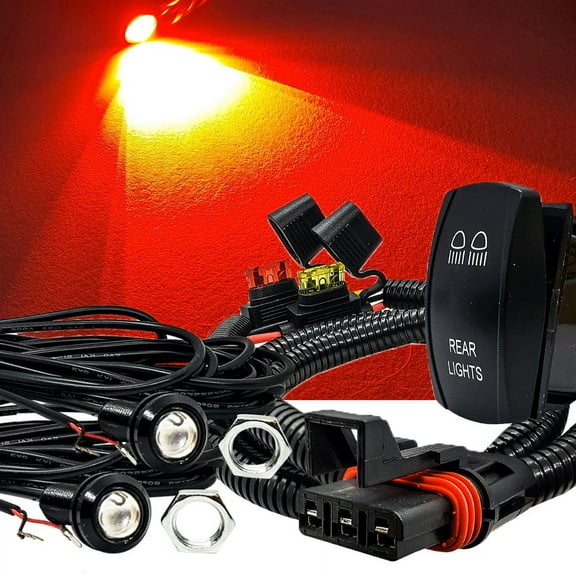 OZ-USA 5/8 Inch Red LED 22mm Bolt Beam Rear Chase Light with Pulse Power Busbar Plug Wire Harness Compatible with Polaris Pulse Power Busbar RZR Pro Ranger Crew XP 2018-2023