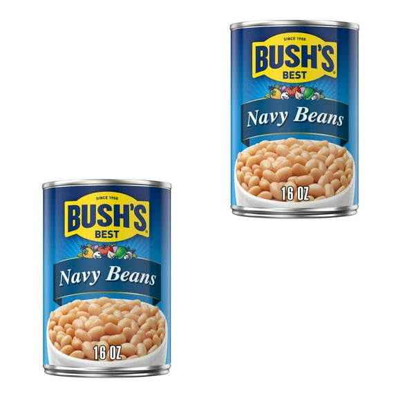 ( 2 Pack ) Bush's Navy Beans, Plant-Based Protein, Canned Beans, 16 oz