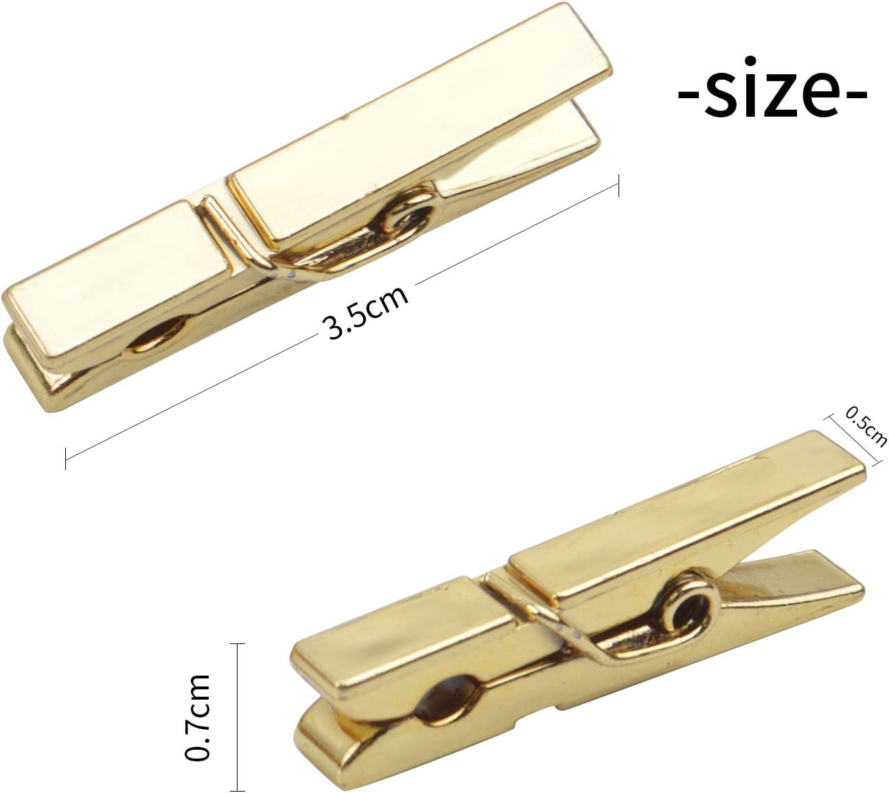 Mini Plastic Clips, 100 Pieces Utility Photo Clips Paper Pegs, Gold