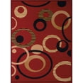 thumbnail image 2 of Designer Home Soft Transitional Indoor Modern Area Rug Rings Donuts - Actual Size: 1' 11" x  3' 3" Rectangle (Red), 2 of 5