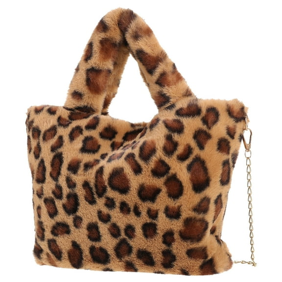 COSMOBETTY Leopard Print Shoulder Bag for Storage Made of Plush Material Safe and DurableFashionable Cross Body Bag 12.5 x 14 inches