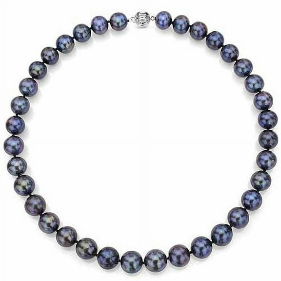 ADDURN Ultra-Luster 9-10mm Black Genuine Cultured Freshwater Pearl 18" Necklace and Sterling Silver Ball Clasp