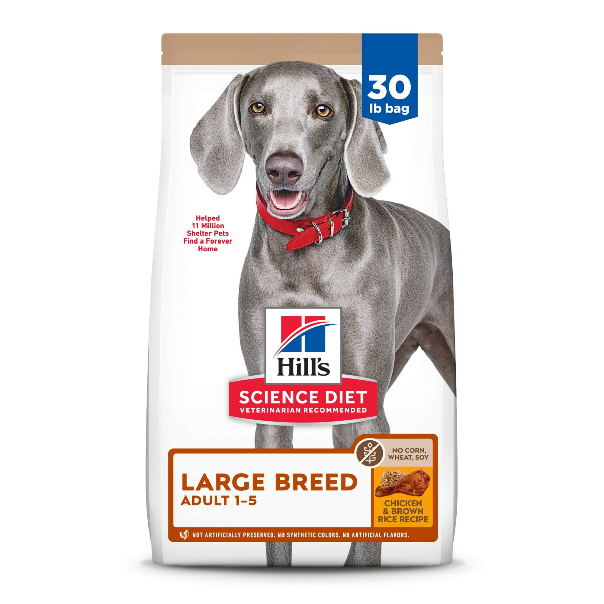 Hill's Science Diet No Corn, Wheat, Soy Chicken & Brown Rice Dry Dog Food, 30lb Bag