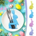 thumbnail image 1 of Set de cubiertos de conejito de Pascua de 4 piezas con bolsillo para decoración de mesa navideña y reuniones familiares, 1 of 6