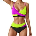 thumbnail image 2 of DISKEBUISS Women's Bikini Summer Beach Summer Beach Swimwear Color Block Fashion Sexy Swimsuit, 2 of 5