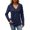 Navy, variant on EDFBUYKRS Long Sleeve Shirts for Women Fall V Neck Knit Blouses Dressy Casual Tunic Tops Ladies Work Clothes S