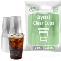 [50 Count] 9 oz Clear Plastic Disposable Pet Cups | Crystal Clear PET Cup | Cold Smoothie | Iced Coffee Go Cups | Ideal for Coffee, Parfait, Juice, Soda, Cocktail, Party Cups (9OZ, 50 Count)