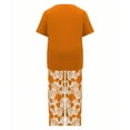 thumbnail image 4 of BLOCLOALO 2 Piece Lounge Set Short Sleeve Shirts Women's Summer Fashion Loose Printed Pants Casual Suit Two Piece Set Floral Printted Pants Dressy Casual Suit Soft Lounge Set Orange 4Xl, 4 of 5