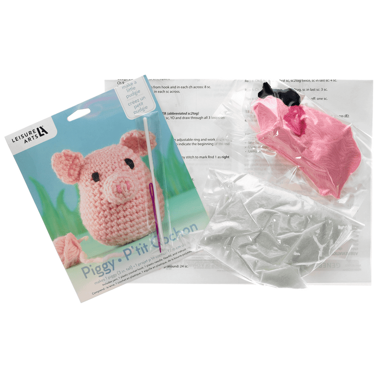 Leisure Arts Pudgies Animals Crochet Kit, Cow, 3, Complete Crochet kit,  Learn to Crochet Animal Starter kit for All Ages, Includes Instructions,  DIY amigurumi Crochet Kits